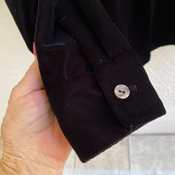 VINTAGE J.CREW VELVET SHIRT SZ L BLACK BLOUSE /JACKET - Picture 4 of 9